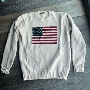 Brandy Melville Cream Sweater with Flag Design